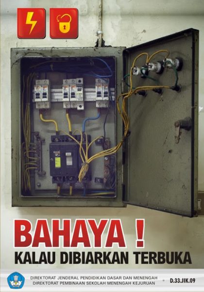 poster bahaya panel listrik terbuka